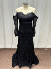 27DRESS Black Elegant Long Sleeves Mermaid Evening Dresses with Sash